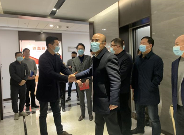 2022年1月12日奉化區張巍副區長等一行蒞臨寧波市軍創園和云笈科技公司調研指導工作